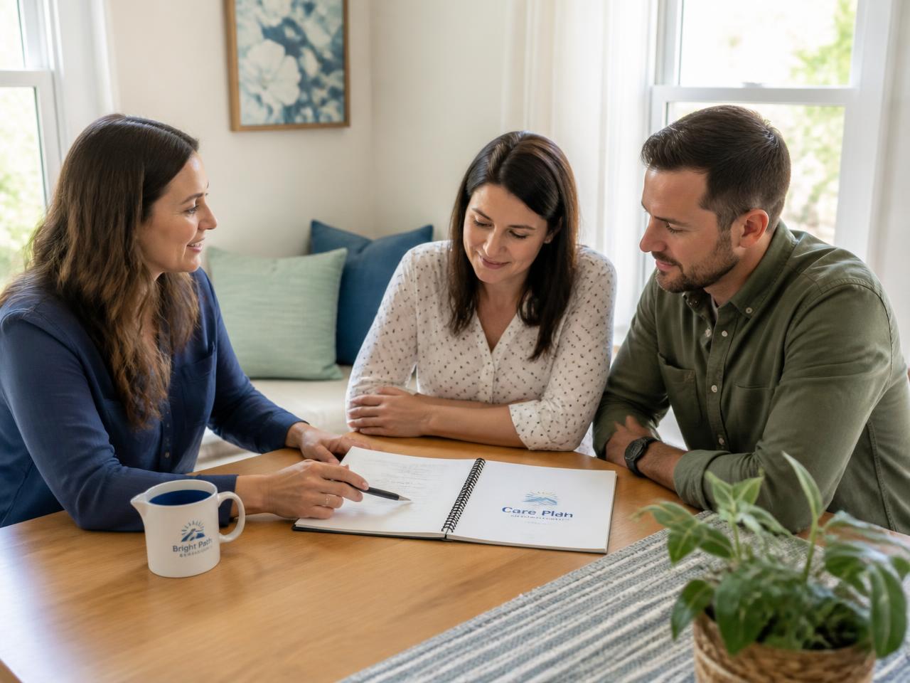 Parents reviewing a personalized care plan with a behavior analyst
