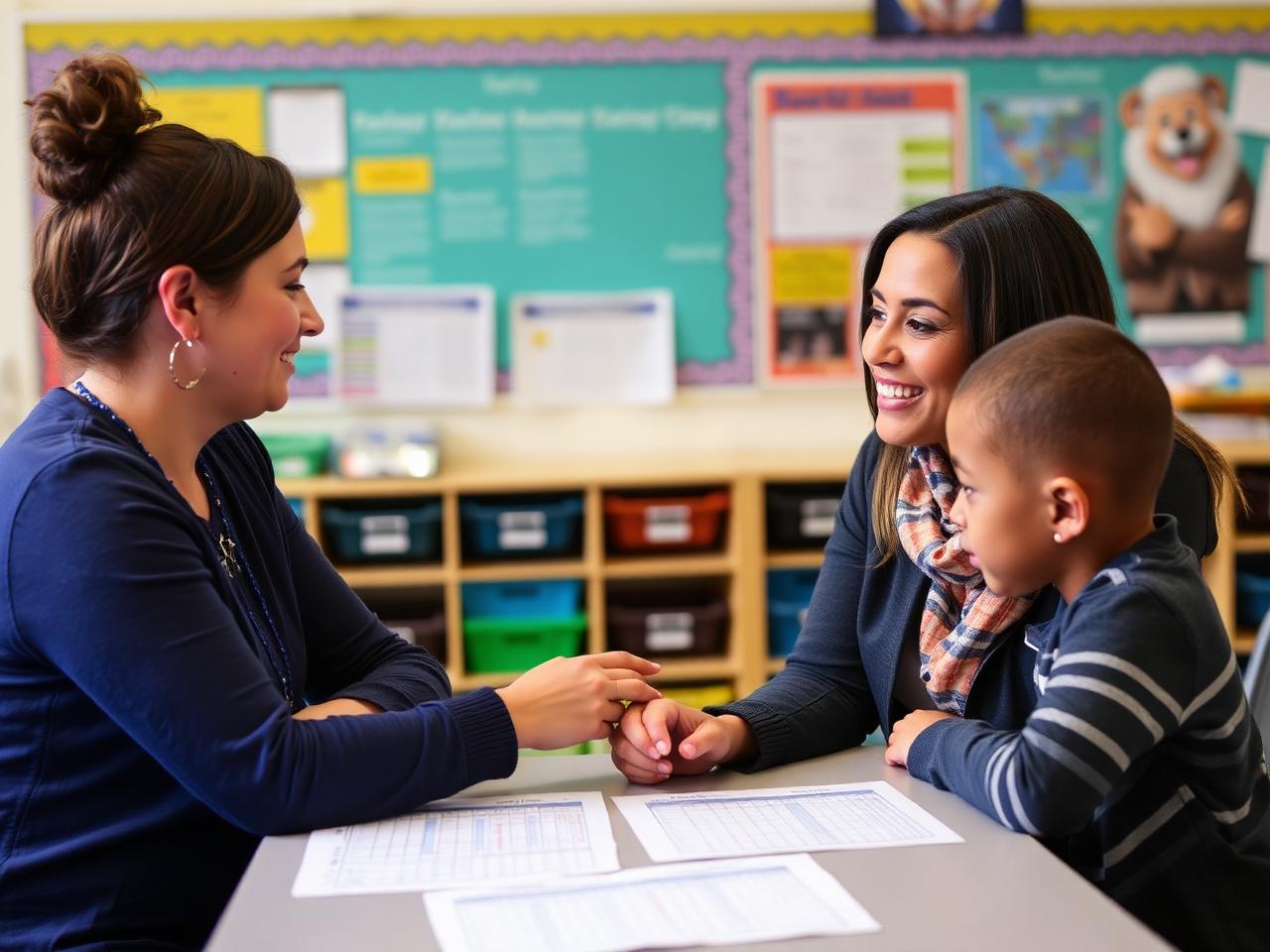 Consultant collaborating with a classroom teacher